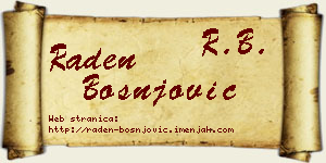 Raden Bošnjović vizit kartica